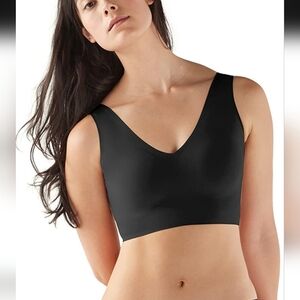 True & Co Black Seamless True Body V Neck Bra Sz L